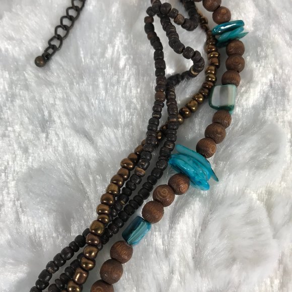 Tribal Inspired Multi strand beads Hammered Metal - Picture 8 of 10